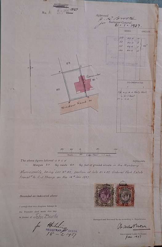 1927 Deed of Transfer with Union of South Africa Revenue Stamps