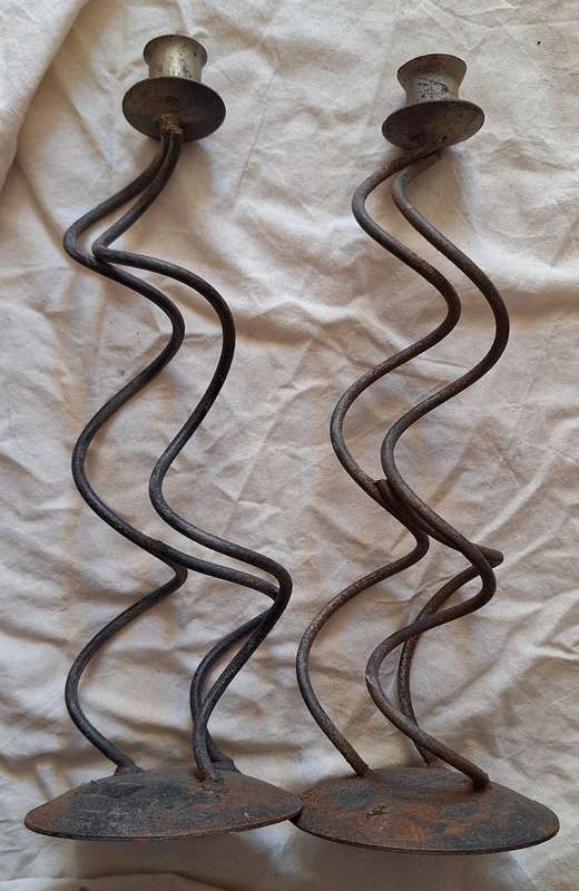 Pair Steel Candle Sticks