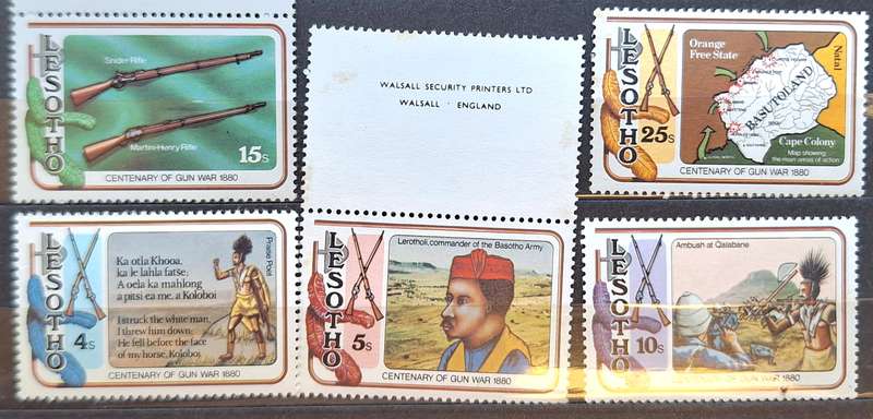 Lesotho 1980 Gun War Centenary Set of 5 Mint stamps