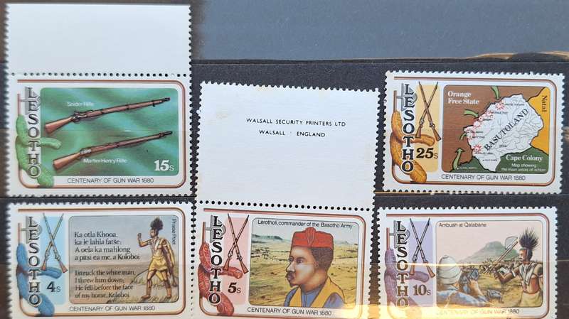 Lesotho 1980 Gun War Centenary Set of 5 Mint stamps