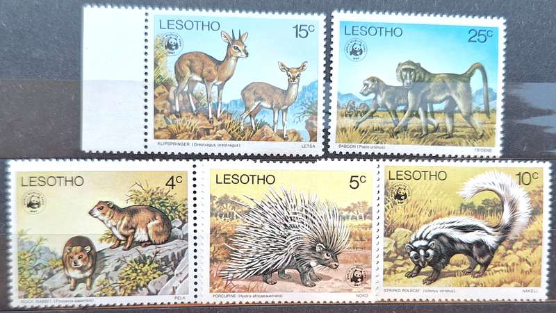 Lesotho 1977 Endangered Species Set of 5 Mint stamps