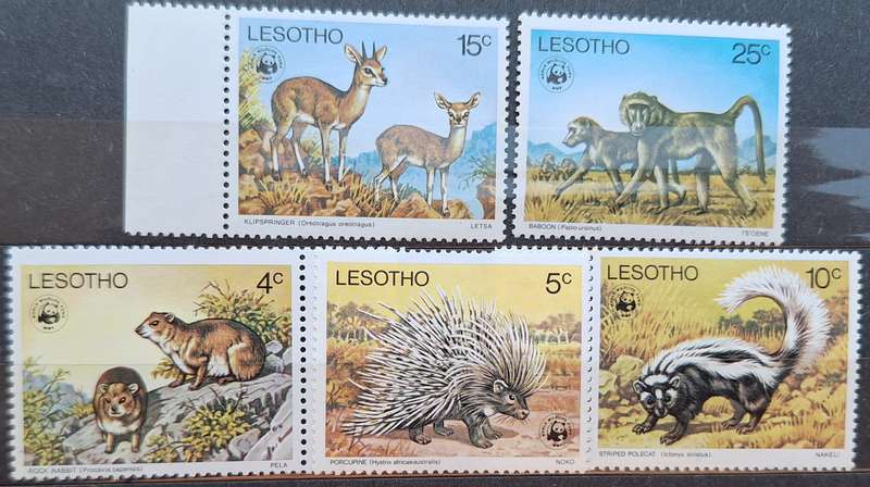 Lesotho 1977 Endangered Species Set of 5 Mint stamps