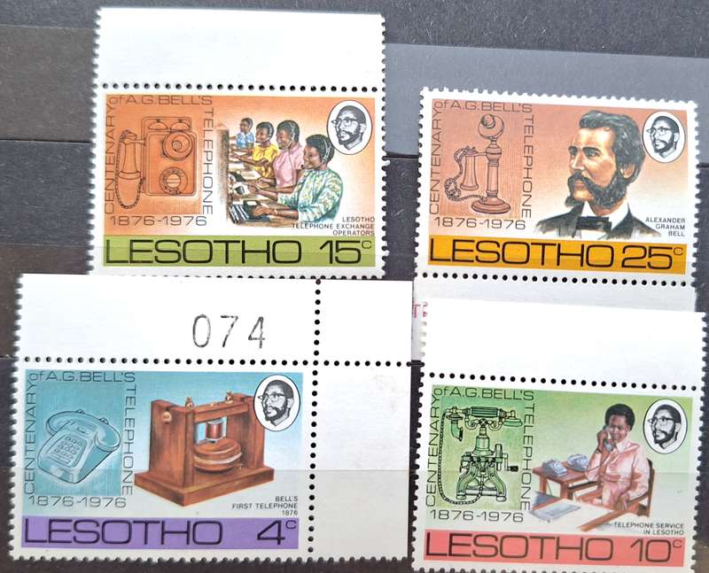 Lesotho 1976 Anniversary of the Telephone Set of 4 Mint stamps
