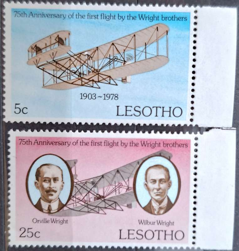 Lesotho 1978 First Powered Flight Set of 2 Mint stamps