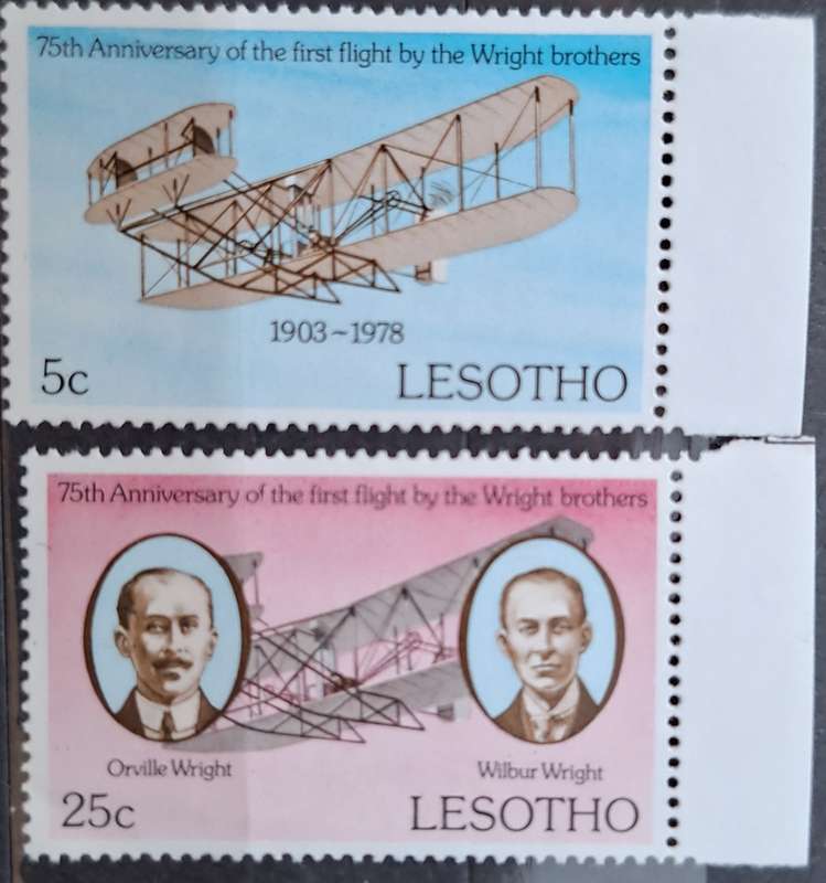 Lesotho 1978 First Powered Flight Set of 2 Mint stamps