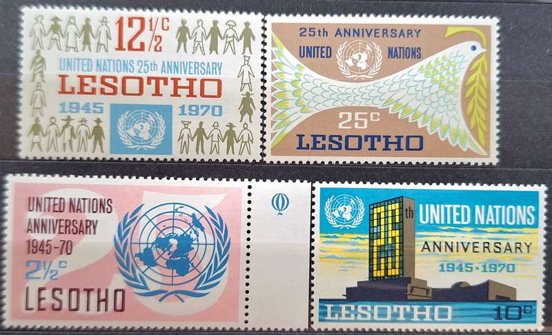 Lesotho 1970 United Nations Anniversary Set of 4 Mint stamps