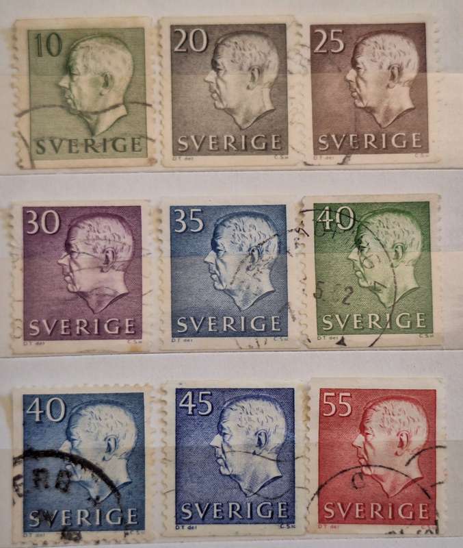 Sweden 1951 Gustaf VI Adolf Definitives 9 Used stamps