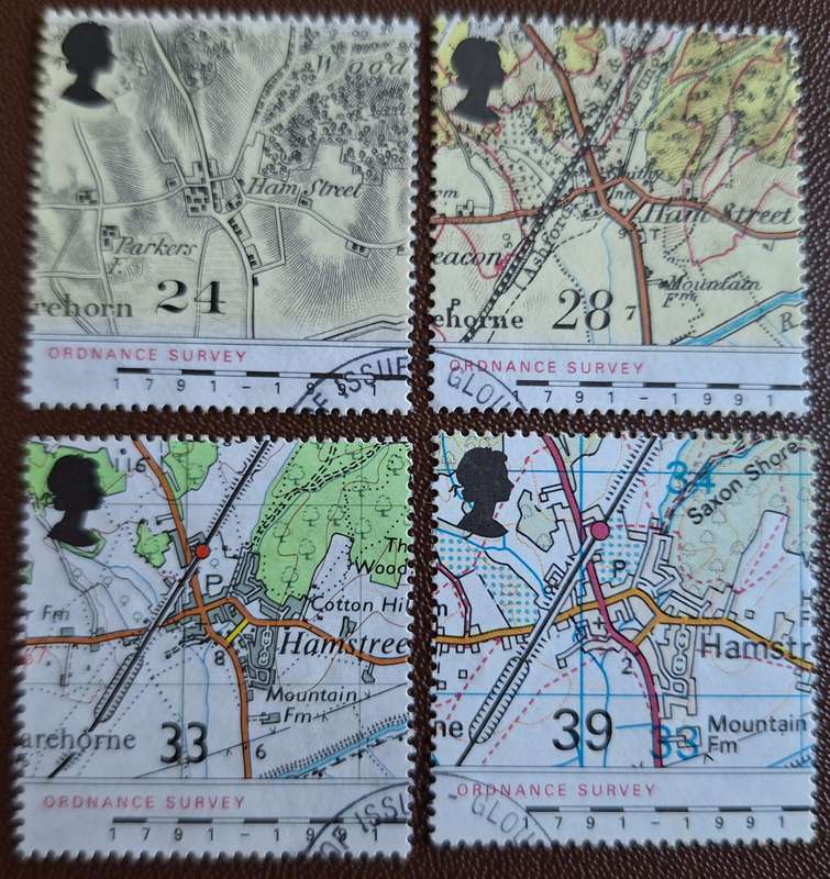 GB 1991 Ordnance Survey Stamp Set of 4 Used stamps