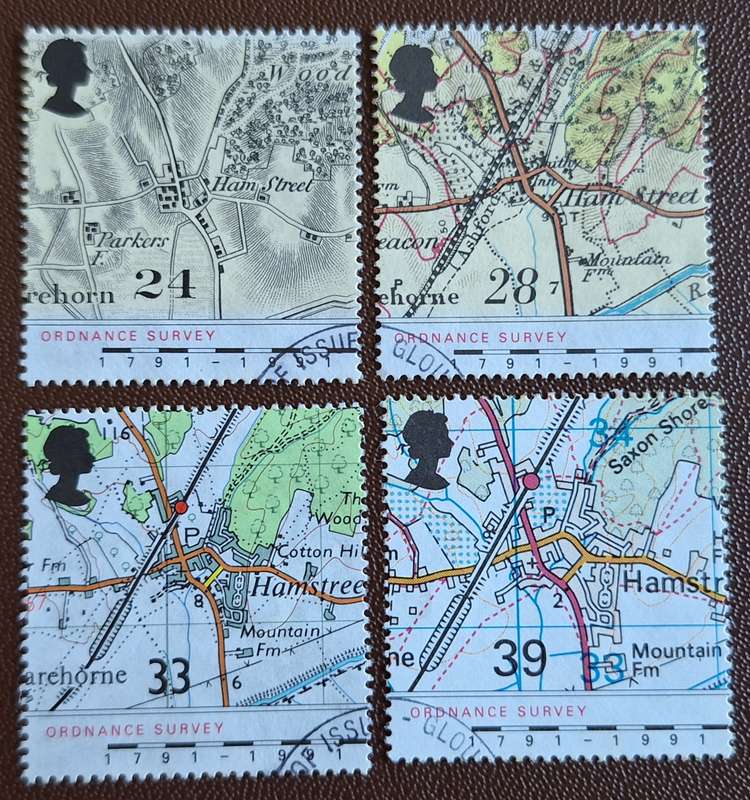 GB 1991 Ordnance Survey Stamp Set of 4 Used stamps