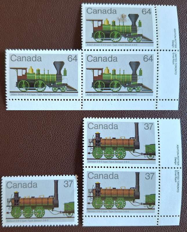 Canada 1983 Locomotives 37c & 64c values 3 Mint stamps of each