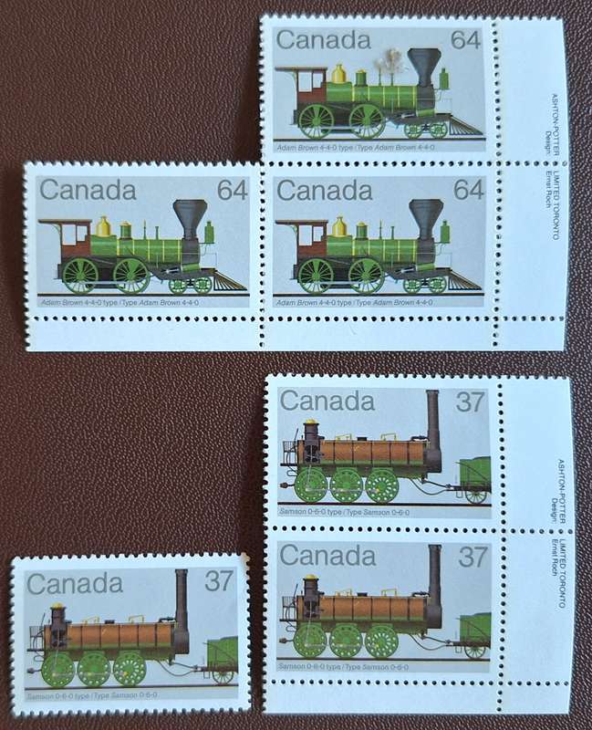 Canada 1983 Locomotives 37c & 64c values 3 Mint stamps of each