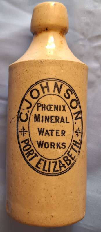 Vintage C Johnson Port Elizabeth Phoenix Mineral Water Works Ginger Beer Bottle