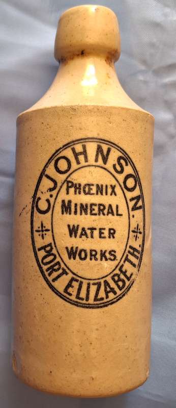 Vintage C Johnson Port Elizabeth Phoenix Mineral Water Works Ginger Beer Bottle