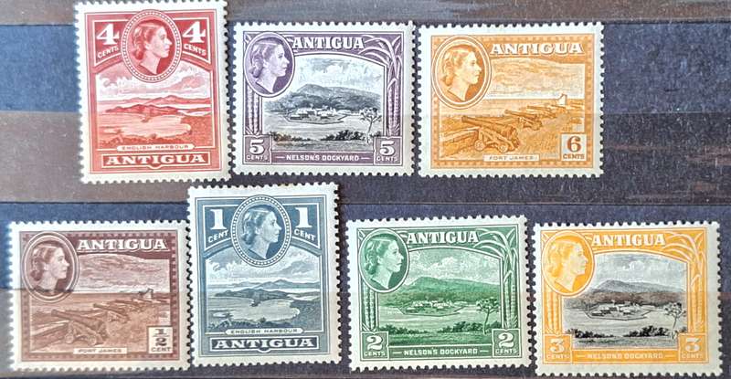 Antigua 1953 Elizabeth II Local Motifs 7 Unused Hinged stamps