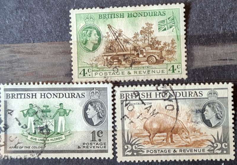 British Honduras 1953 3 Used stamps