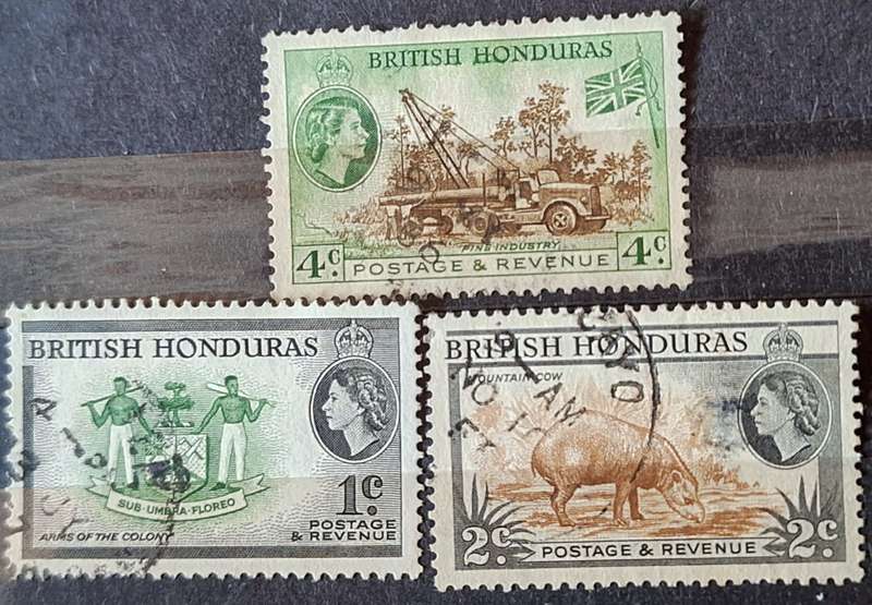 British Honduras 1953 3 Used stamps
