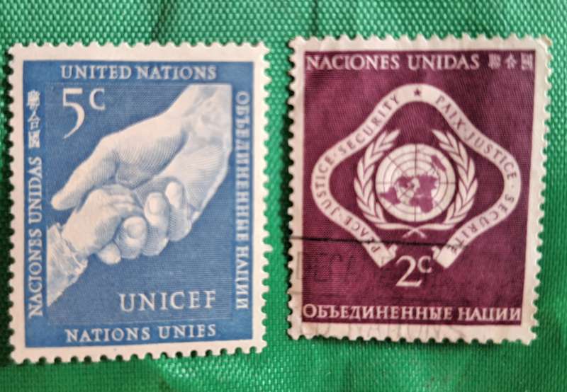 United Nations 1951 1 Used and 1 Unused Stamp