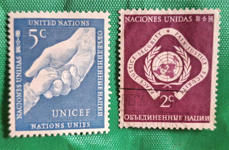United Nations 1951 1 Used and 1 Unused Stamp