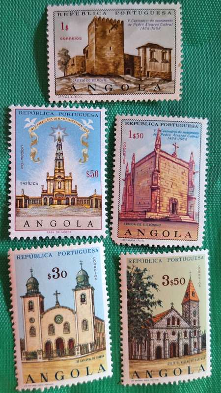 Angola Buildings / Churches Mixed Lot of 5 Unused Hinged stamps