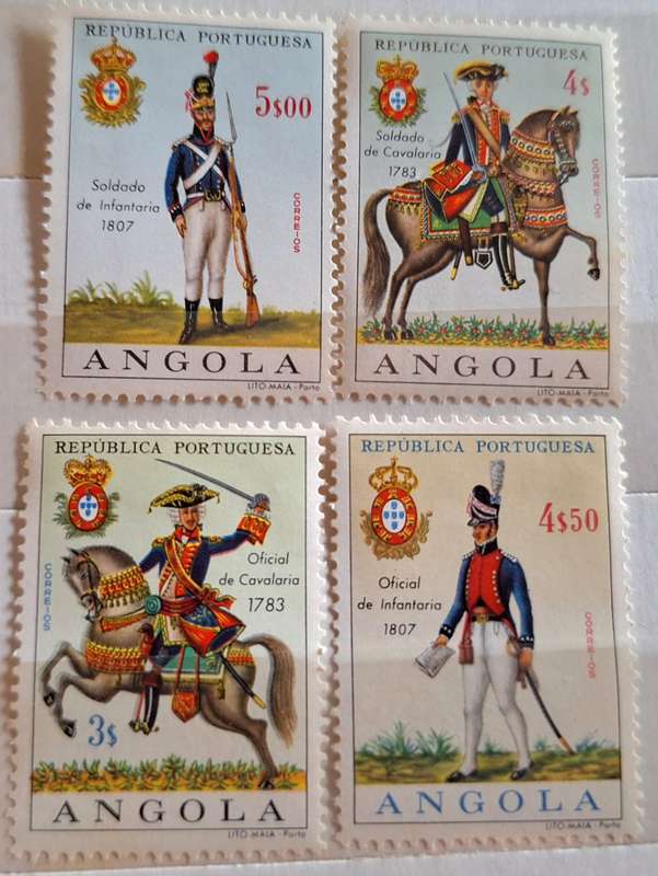 Angola 1966 Portuguese Military Uniforms 4 Unused Hinged stamps