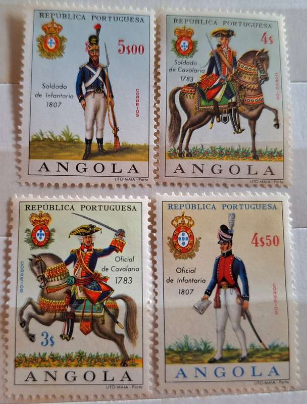 Angola 1966 Portuguese Military Uniforms 4 Unused Hinged stamps