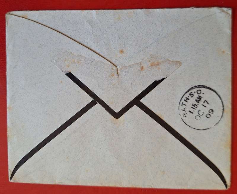 Mourning Stationery 1909 with Edward II One Penny stamp posted to Bath