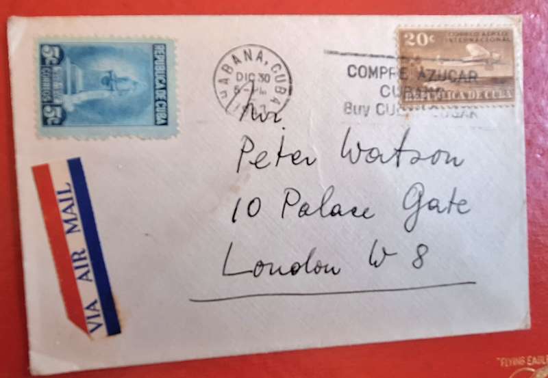 Airmail Envelope Posted 1947 Posted from Cuba to London