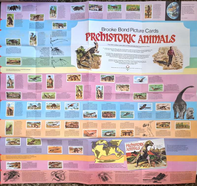 Brooke Bond Tea 1970s Promotional Poster: Prehistoric Animals Picture Cards