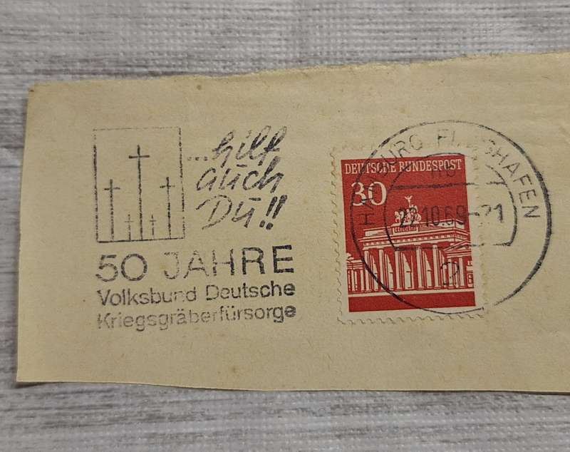Germany 1969 Hamburg Flughafen Volksbund 50 Jahre Cancellation Post mark