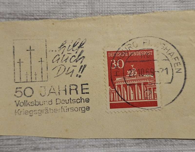 Germany 1969 Hamburg Flughafen Volksbund 50 Jahre Cancellation Post mark