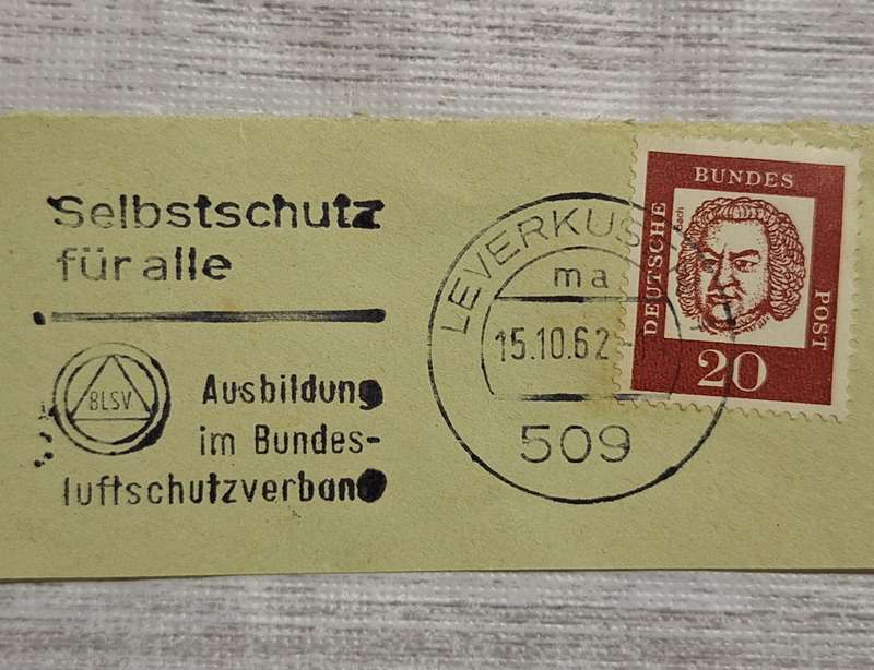 Germany 1962 Leverkusen Post mark  Selbsyschutz fur alle Cancellation