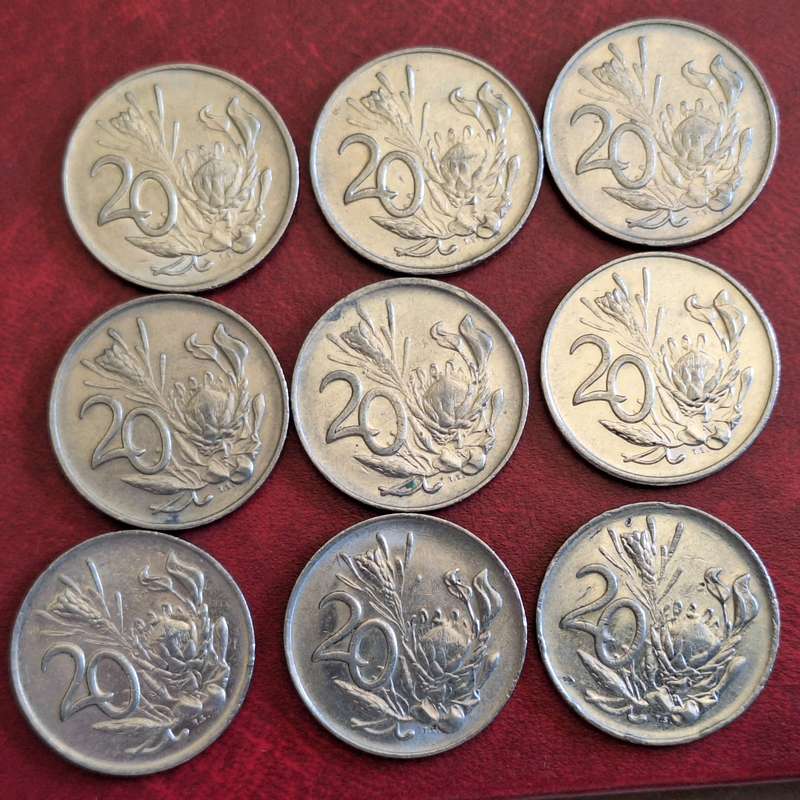 South Africa Decimal Coins 20 cents 1970-1990 Nickel
