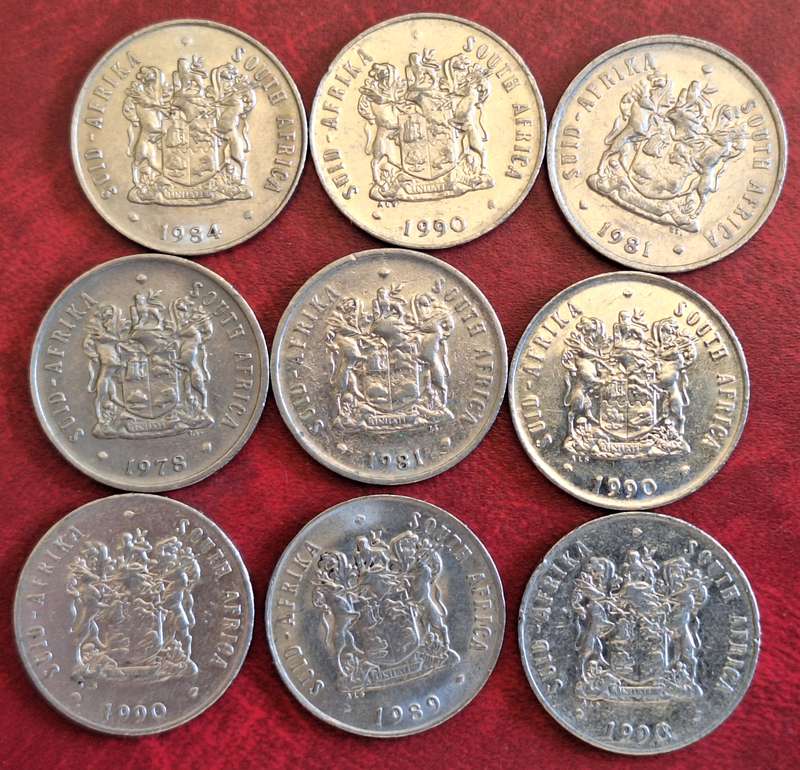 South Africa Decimal Coins 20 cents 1970-1990 Nickel