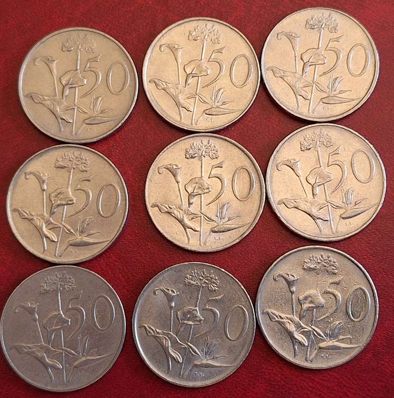 South Africa Decimal Coins 50 cents 1970-1990 Nickel