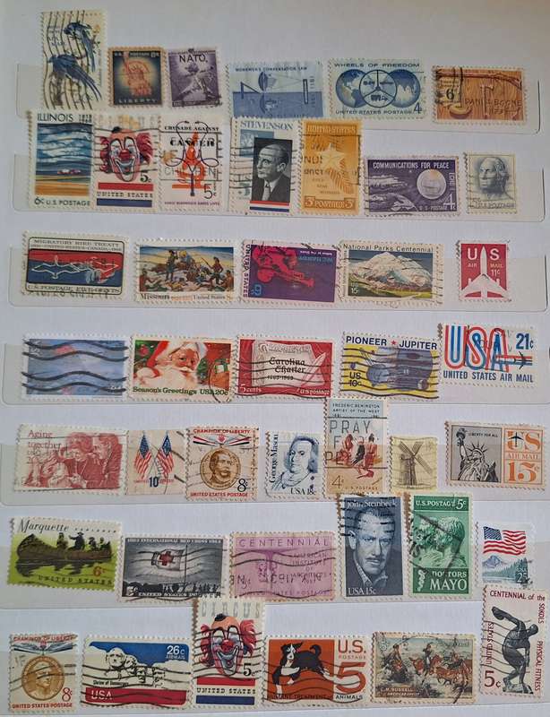 USA Mixed Lot of 42 Used stamps some Hinged