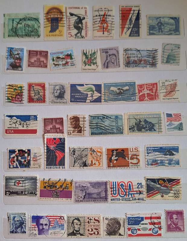 USA Mixed Lot of 42 Used stamps some Hinged