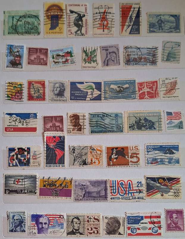 USA Mixed Lot of 42 Used stamps some Hinged