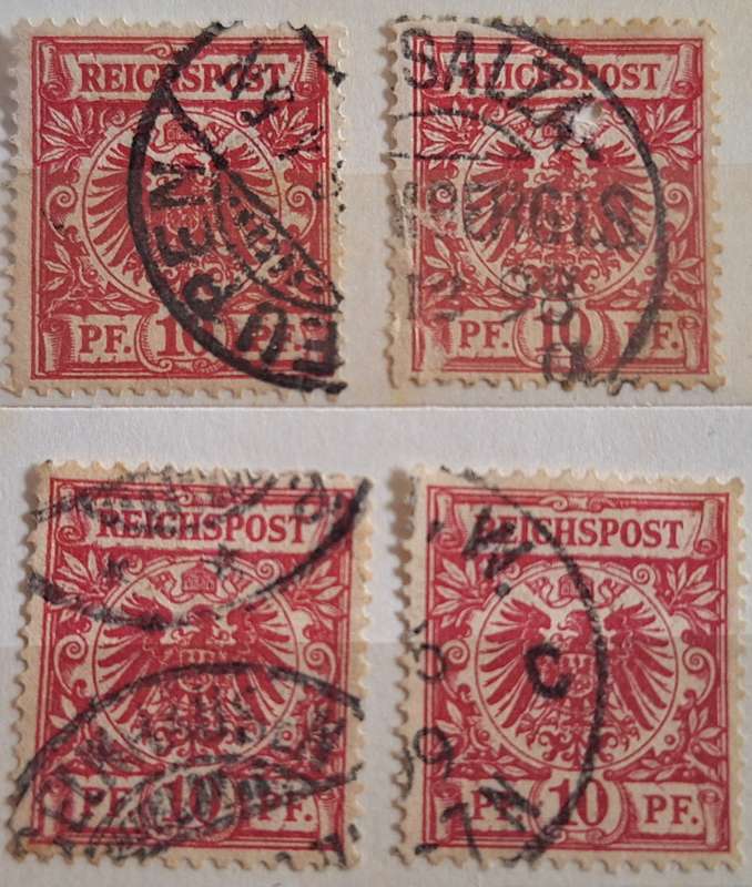 Germany 1889-1900 Reichspost 10pf 4 Used stamps
