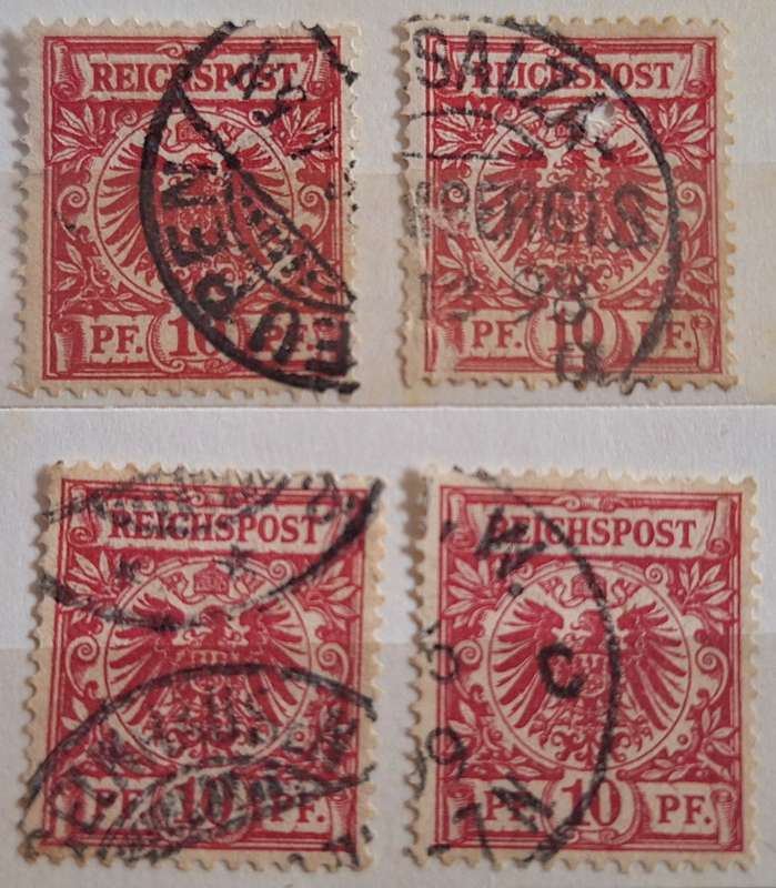 Germany 1889-1900 Reichspost 10pf 4 Used stamps