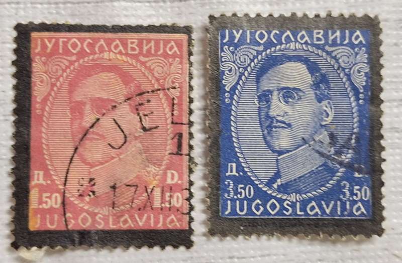 Yugoslavia 1931-34 Death of King Alexander I 2 Used Hinged stamps with black edge