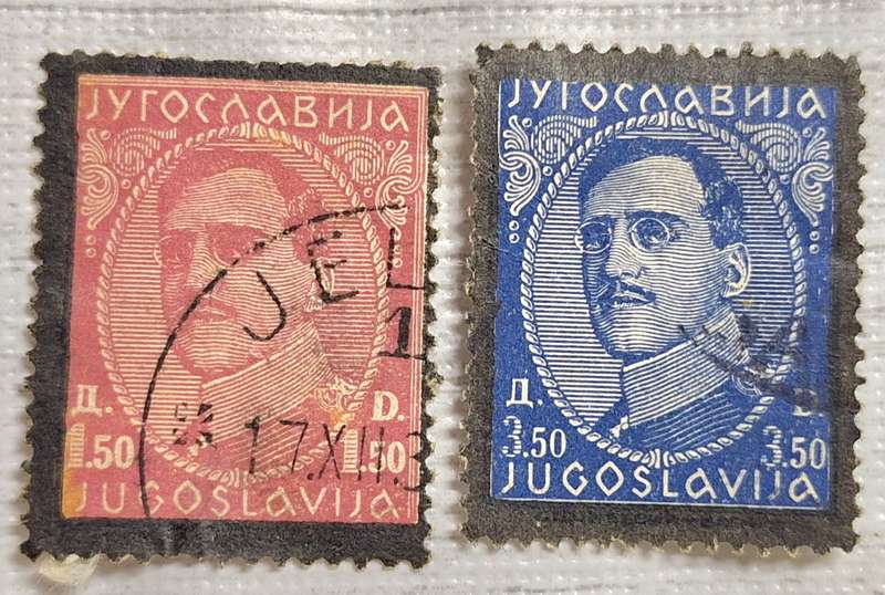 Yugoslavia 1931-34 Death of King Alexander I 2 Used Hinged stamps with black edge