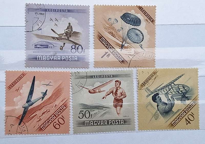 Hungary 1954 Aviation Day 5 Cancelled Hinged stamps