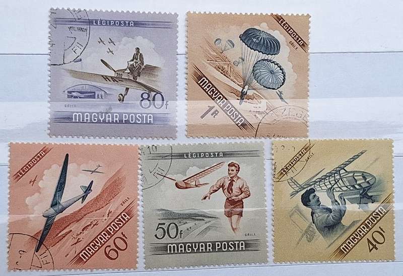 Hungary 1954 Aviation Day 5 Cancelled Hinged stamps