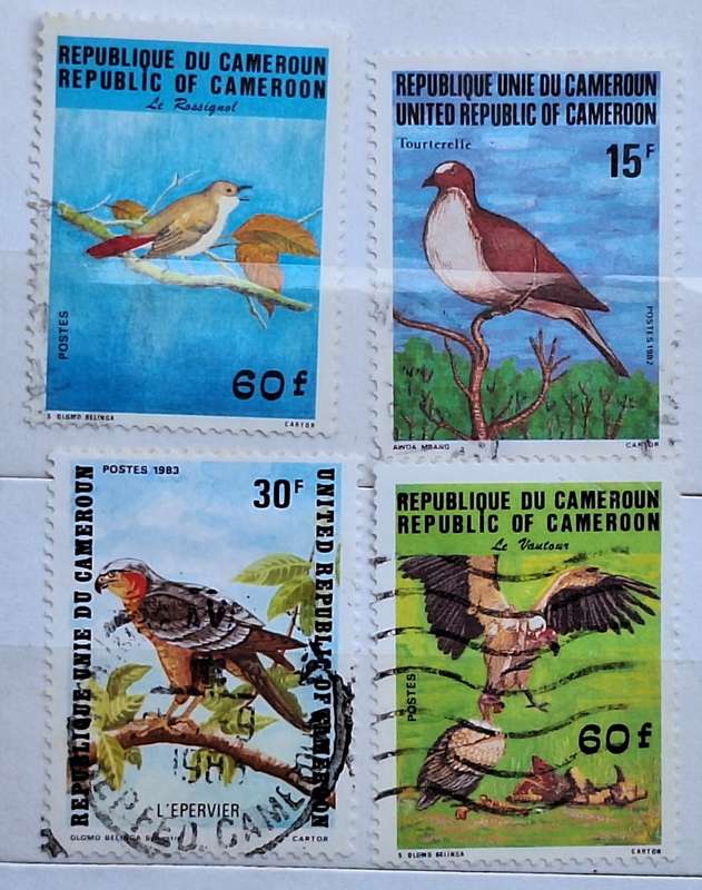 Cameroon Mixed Lot 4 Used stamps Theme: Birds