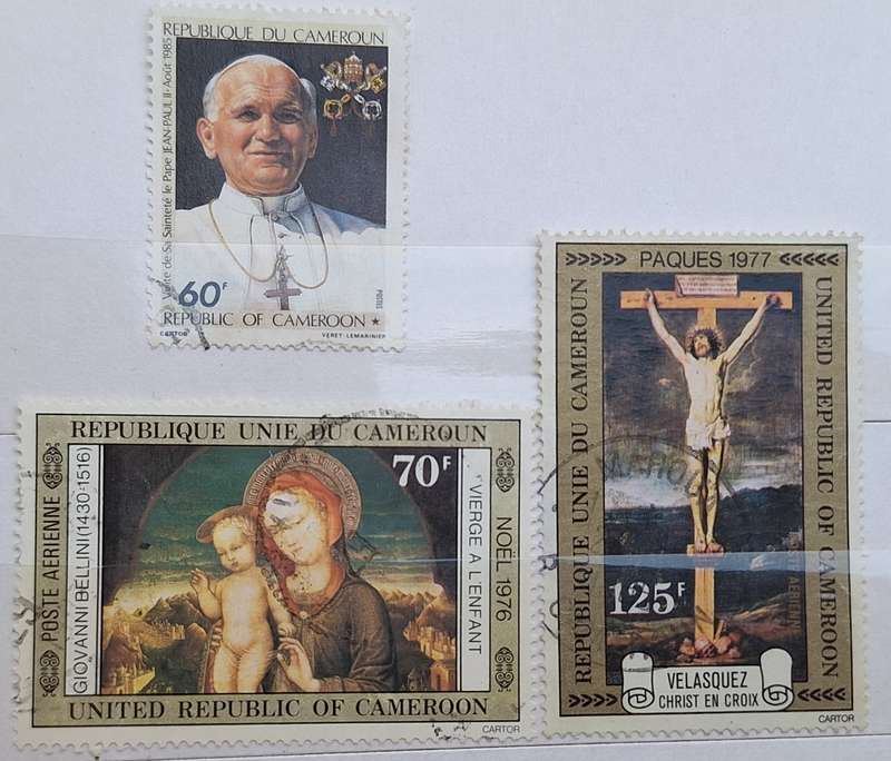 Cameroon 1985 Papal Visit, 1976 Christmas, 1977 Easter 3 Used stamps