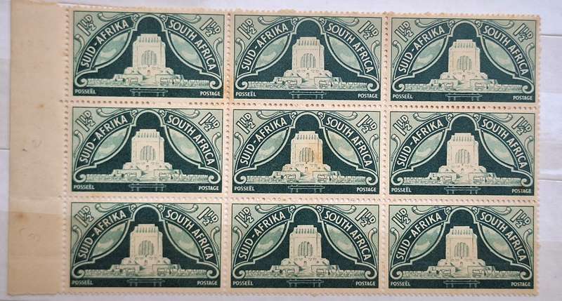 South Africa 1949 Inauguration of Voortrekker Monument  Block of 9 Mint stamps