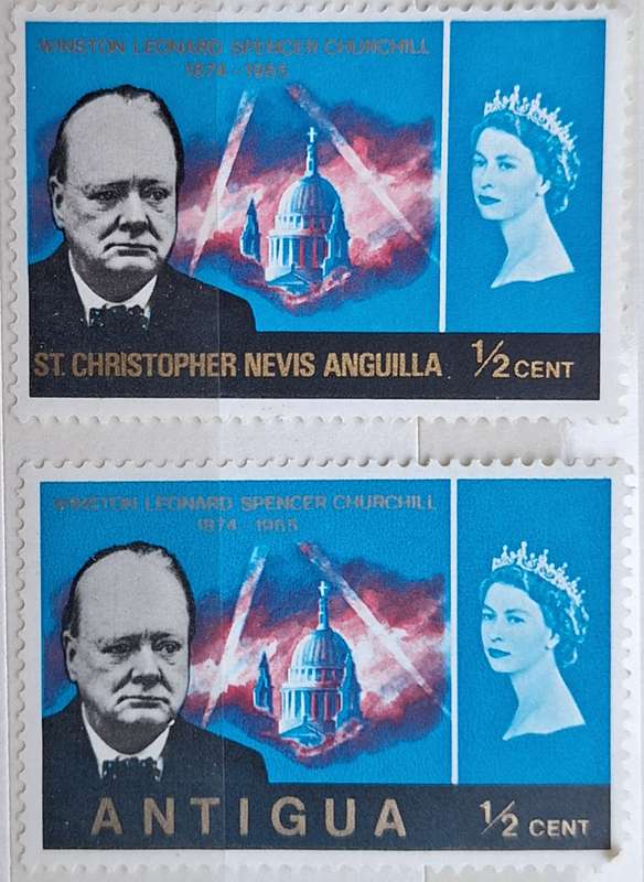 Churchill Commemoration 1966 2 1/2d Mint stamps Antigua and St Christopher Neves Anguilla