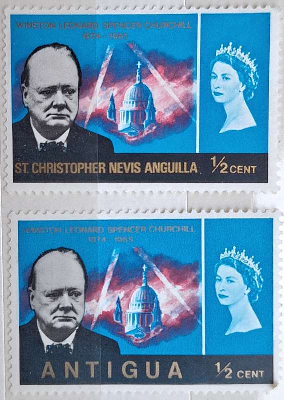 Churchill Commemoration 1966 2 1/2d Mint stamps Antigua and St Christopher Neves Anguilla