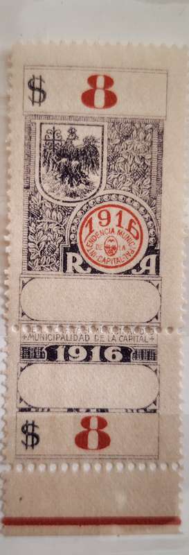 Argentina 1916 Municipality of the Capital 34 Unused Revenue Stamps with Tabs Mostly unnumbered