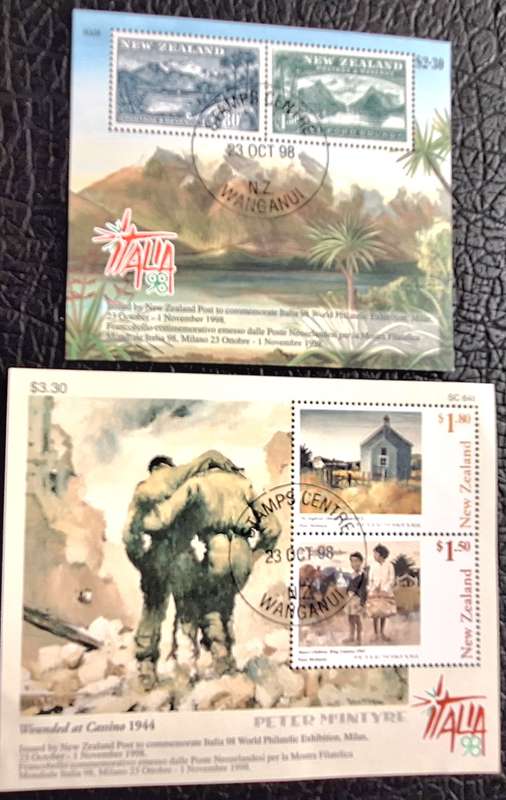 New Zealand 1998 Italia '98 Set of 2 Cancelled Miniature Sheets